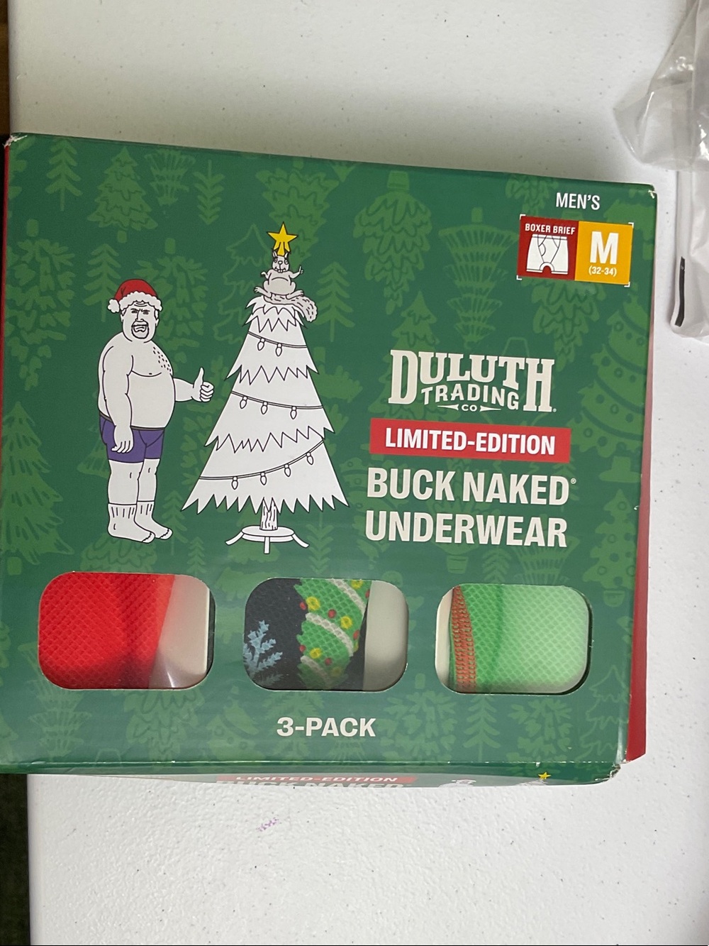 Duluth Trading Co Buck Naked Underwear 3-Pack Limited Edition- Christmas